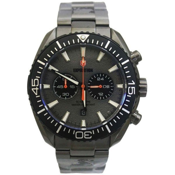 ✨Ready Jam Tangan Expedition E 6735 E6735 Pria Black Jarum Orange Original Terbatas