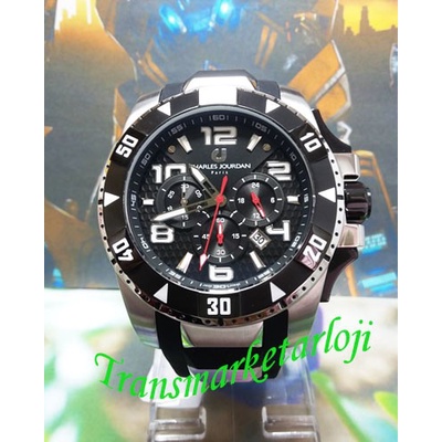 ✨Sale Jam Tangan Pria Charles Jourdan Cj1026-1335C Silver Black Original Terbatas