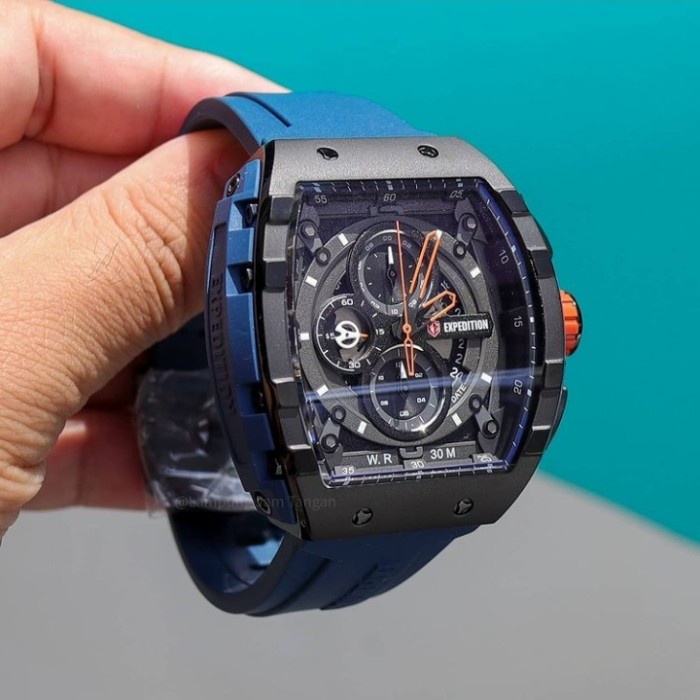 ✨Ready Jam Tangan Expedition Original Pria E6782 / E 6782 Rubber Blue Limited