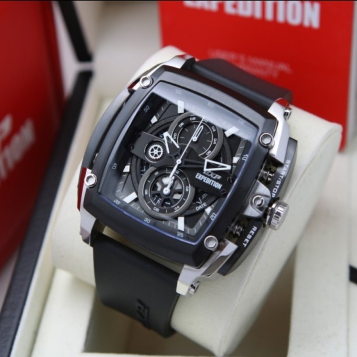 ✨Ready Jam Tangan Pria Expedition 3008 Exp 3008 Silver Black Rubber Original Diskon