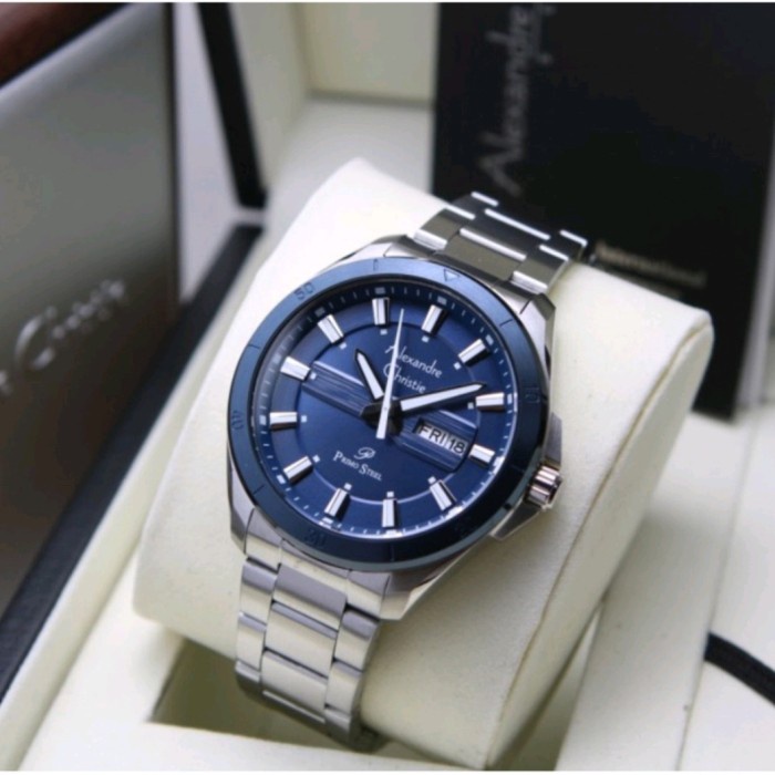 ✨Sale Alexandre Christie Ac 6670 Silver Blue Ac6670 Pria Original Terbatas