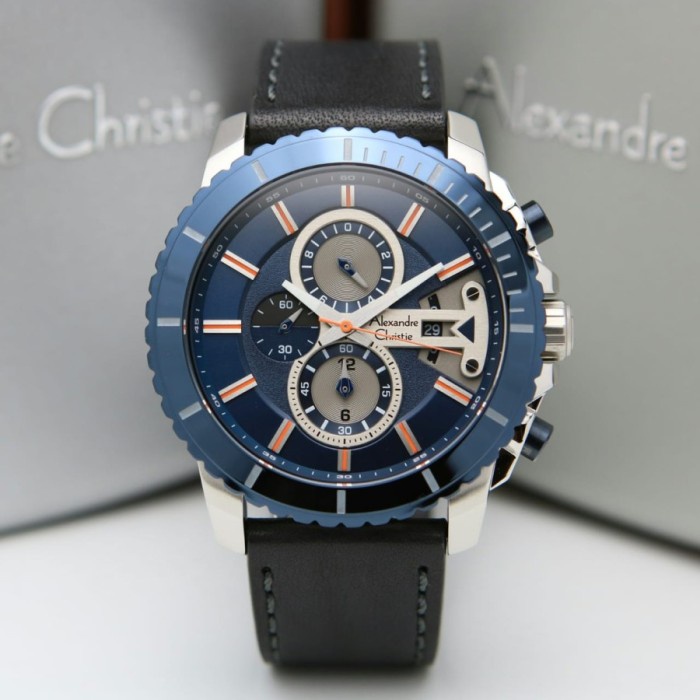 ✨Ready Jam Tangan Alexandre Christie Ac 6527 Ac6527 Black Blue Silver Terbaru