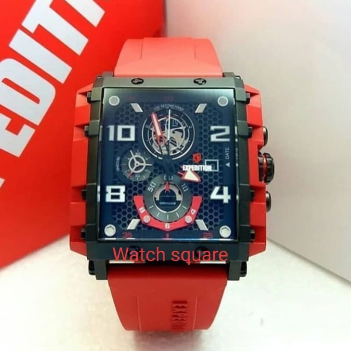 ✨Ready Jam Tangan Expedition Pria Original E6757 Rubber Red Original 100 Diskon