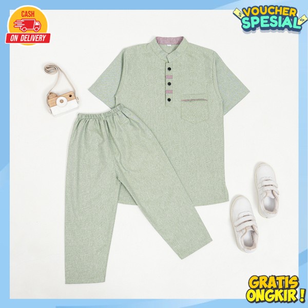 Baj Muslim Lebaran Setelan Baju Muslim Anak Setelan Bajucelana Umur 1-13 Tahun Stelan Koko Anak Laki