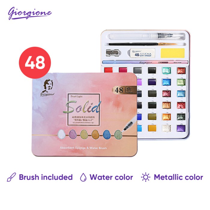 

Promo Giorgione Solid Watercolor Paint Set Pearlescent Pigment 36/48 Warna