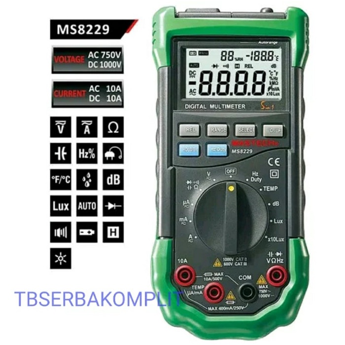 ✅Ori Mastech Ms8229 Digital Multimeter With Environment Tester 5 In 1 Berkualitas