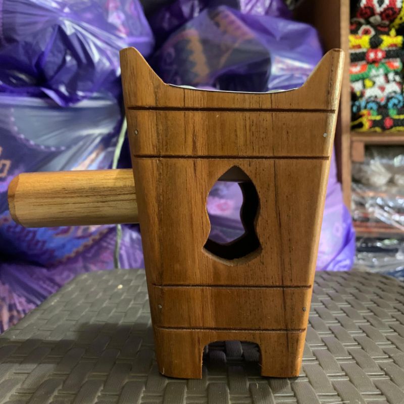 tempat bakar dupa kayu jati - mabkhara bukhur motif terompah