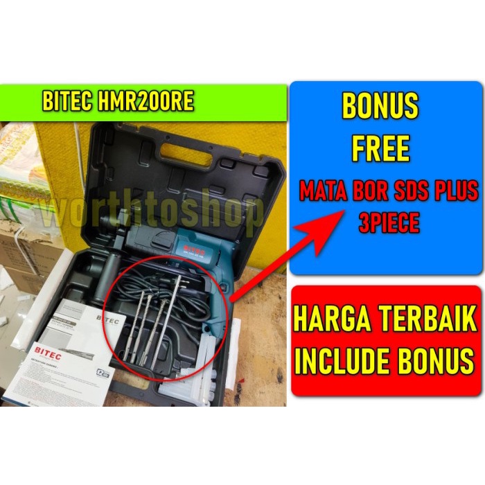 ✅Baru Mesin Bor Beton Drill Sds Plus Bitec Hmr200Re Bor 13Mm-20Mm Bor Tembok Limited