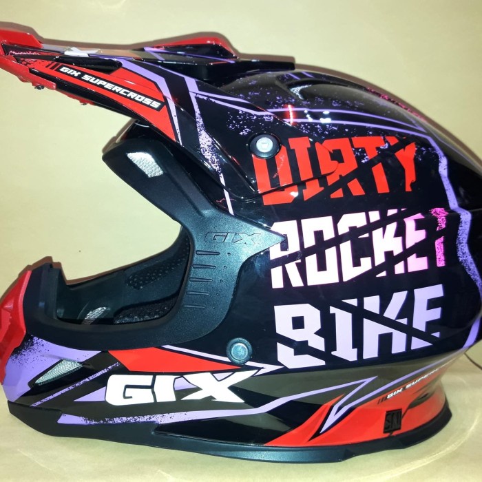 ✨Termurah Helm Gix Cross Sr-18 Black Red Limited