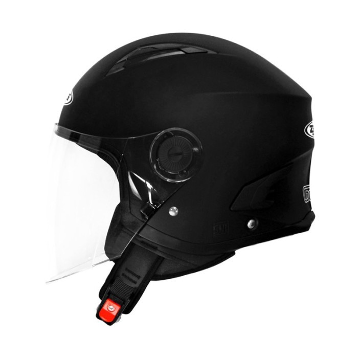 [New] Zeus Zs617 Matt Black  Helm Half Face  Original Zeus Berkualitas