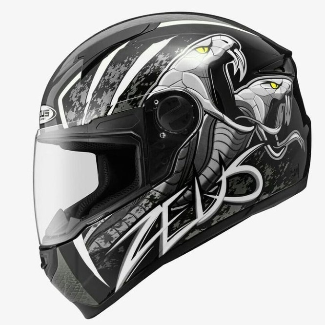 ✨Termurah Helm Zeus Zs811 Z811 Al48 Snake Cobra - White Black Diskon