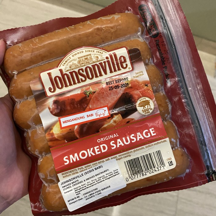 

sosis babi johnsonville rasa daging asap (smoked brats)
