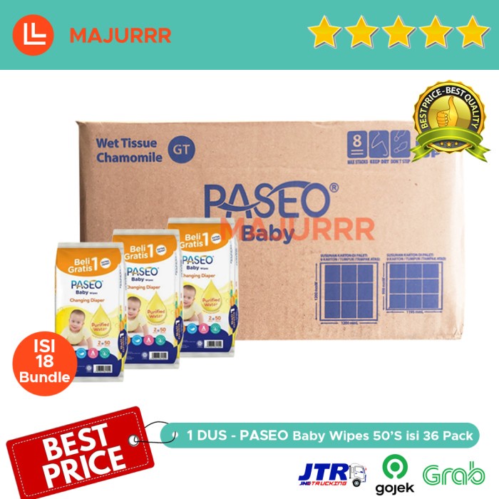 Indhy Grosir Tissue Paseo Baby Wet Chamomile 50 Sheet / 1 Dus Isi 36 Pack