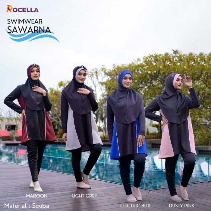 Promo Baju Renang Muslimah Syari Dewasa Jumbo + Rocella Swimwear Sawarna