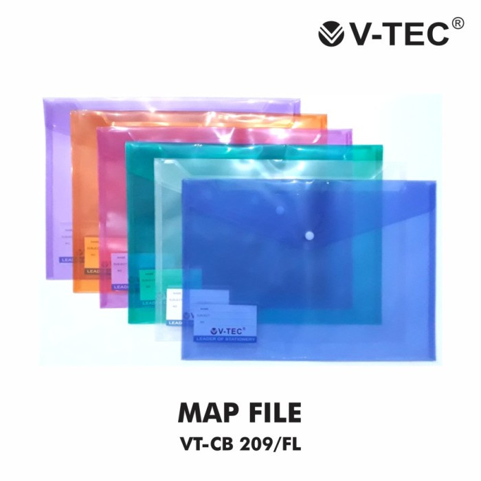

Termurah Map Plastik Kancing Folio V-Tec Type : Vt-Cb 209/Fl (Transparant)