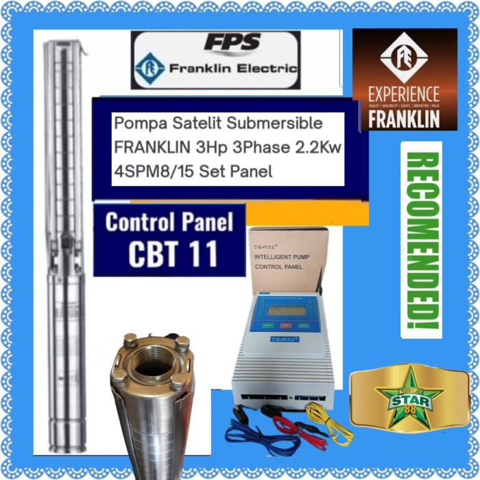 New Pompa Satelit Franklin 3Hp 3Phase 2.2Kw 4Spm8/15 Set Panel Submersible Ready Stock