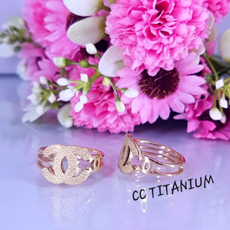Cincin titanium berlapis emas24k /cincin wanita berlapis emas24k (Cn33)