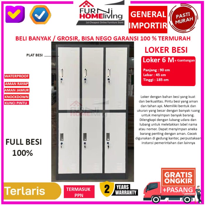 

PROMO LEMARI LOKER LOCKER CABINET 6 PINTU FULL BESI