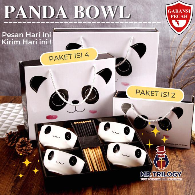 TX525 Hampers Mangkok Jepang Panda Set Makan Keramik Sovenir Pernikahan lucu CUCI GUDANG