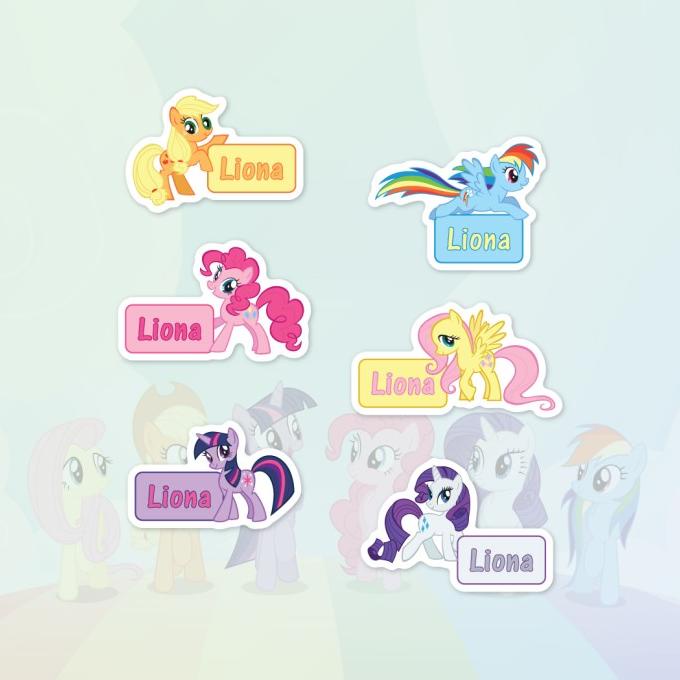 

Sticker nama anak My Little Pony, Stiker label lucu tema Kuda Unicorn TSS