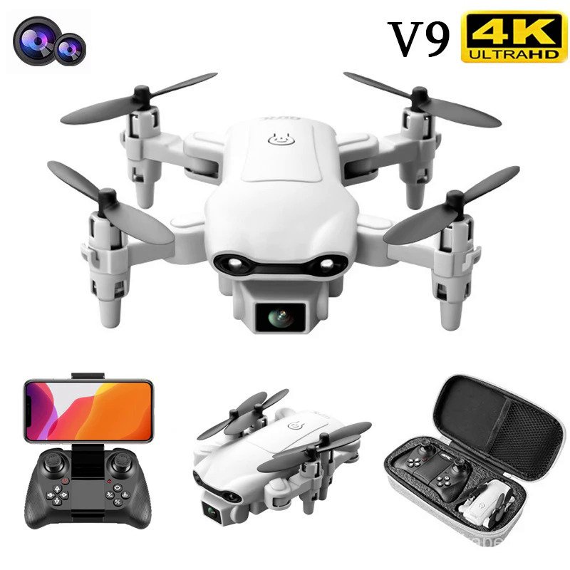 V9 Drone Mini RC 4K Kamera HD Profesional, Helikopter Quadcopter RC Remote Control Lipat Pesawat Nir