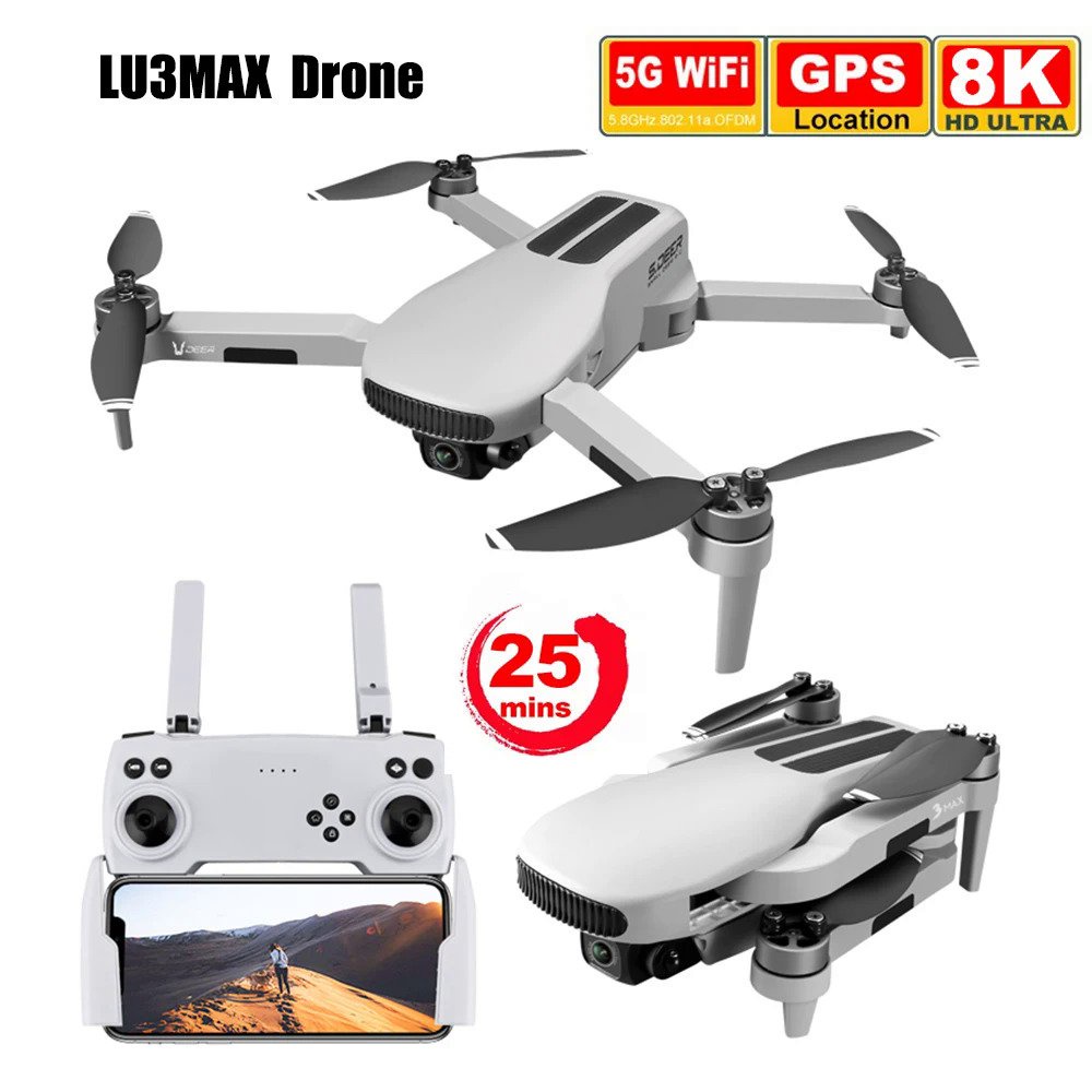 LU3MAX Drone dengan Kamera HD 8K GPS Profesional, Pesawat Nirawak Pengendalian Jarak Jauh 5G WiFi FP