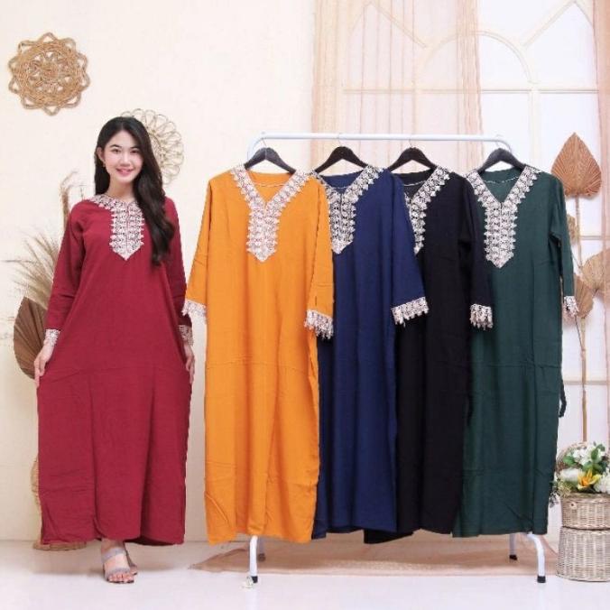 FA840 Daster Arab Zeera Renda Jumbo Lengan Panjang Pendek Turki Murah Ori DISKON