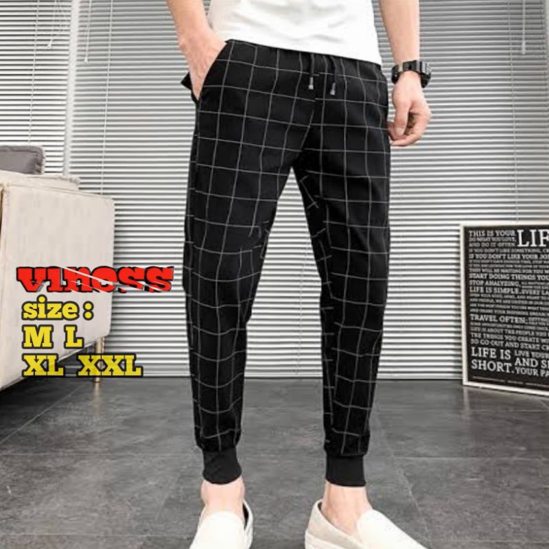 [EXCLUSIVE] BEST QUALITY celana joger tartan Kotak Kotak/celana joger panjang pria trends fashion