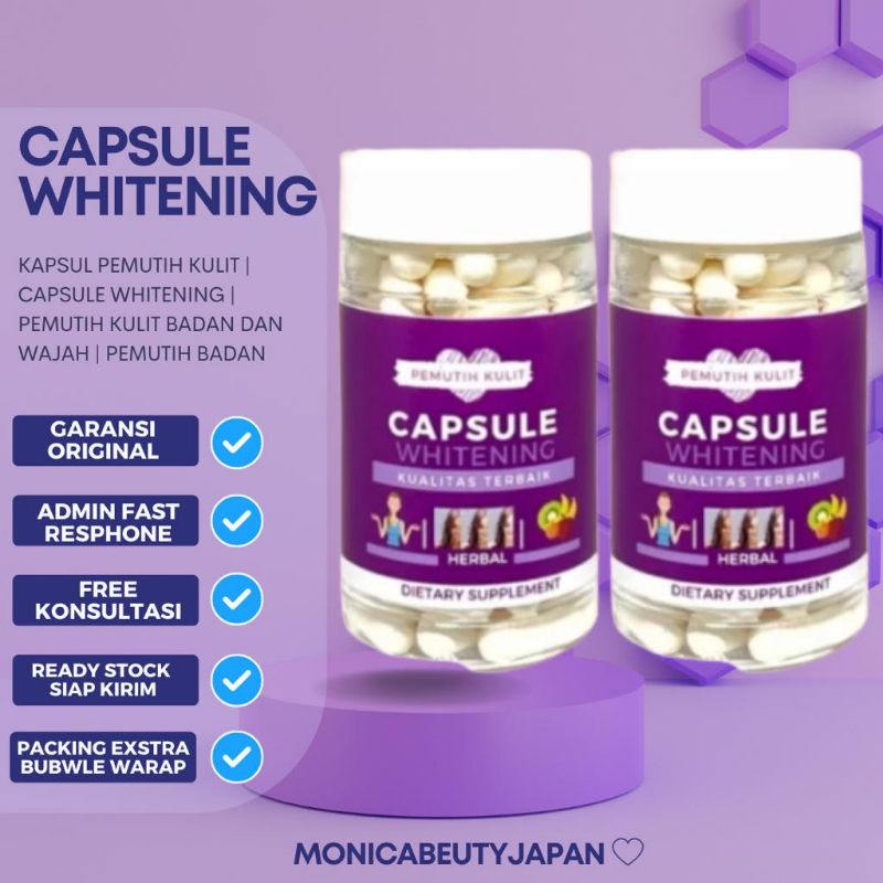 ( BELI 1 GRATIS 1 ) GLUTATHIONE KAPSUL WHITENING PEMUTIH BADAN ISI 60 CAPSULE BOTOL UNGU BPOM HALAL