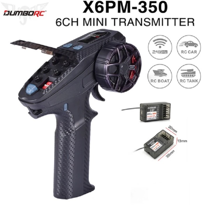DumboRC X6PM-350 6CH Transmitter with X6F Receiver for RC Car Boat