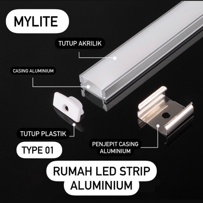 monggo] List Rel List Lampu Led Strip/Housing Lis Led lis rel Strip Aluminium