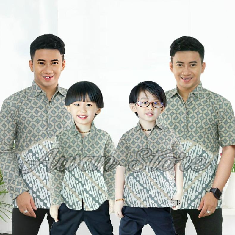 LARIS TERBARU Couple sweet | Batik Kawung Hijau Sage | couple batik ayah dan Batik anak cowok BATIK 