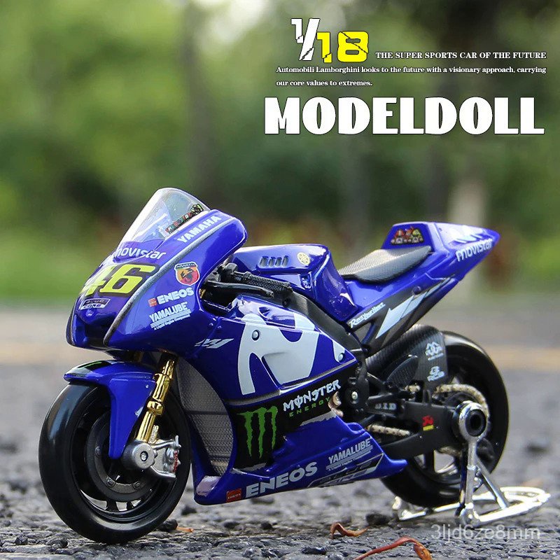 Maisto 1:18 2023 Yamaha 46 25 YZR-M1 Kejuaraan Dunia Rossi Model Sepeda Motor Logam Campuran Peredam