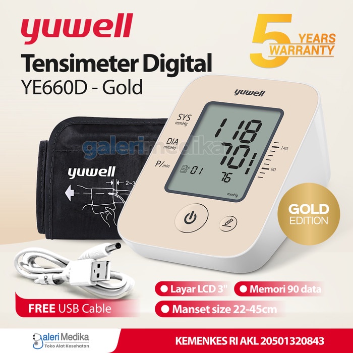 Ready Tensimeter Digital Yuwell YE-660D Tensi Digital Alat Cek Tekanan Darah