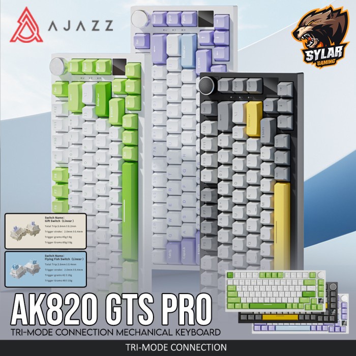 Ajazz Ak820 Gts Pro 75% Tri-Mode Connection Mechanical Keyboard