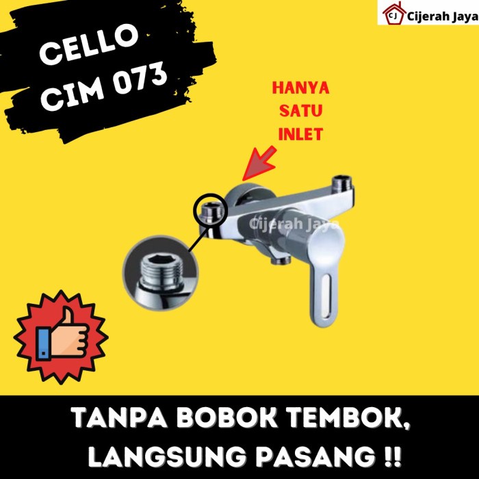 Kran Bathub Air Panas Dingin Mixer CELLO Tanpa Bobok Tembok Shower