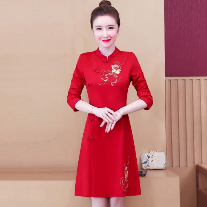 Cheongsam Lengan Panjang Wanita