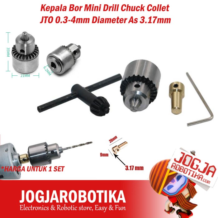 yang dicari@@@@] Kepala Bor Mini Drill Chuck Collet JTO 0.3-4mm Diameter As 3.17mm