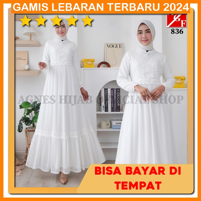Gamis Putih Wanita Kekinian Import Gamos Rayon Murah Baju Umroh Wanita Premium Baju Haji Warna Ptih 