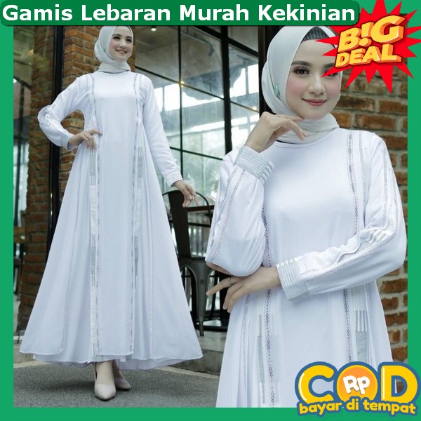 Gamus Putih Ihram Haji Permpuan Jumbo Gamis Mewah Lebaran 2024 Gajs Ied Raya Dewasa Import 2024 Gami
