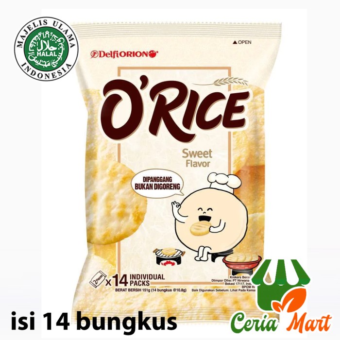

Orion O Rice Keripik Krekers 14 Pack Orice Sweet Flavor