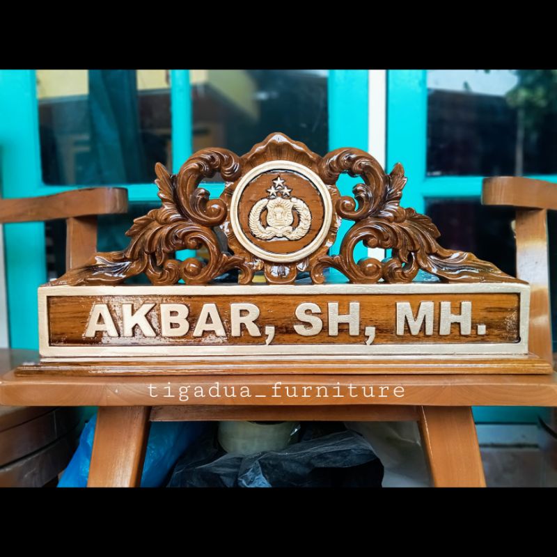 

papan nama meja kerja kantor papan nama jati full ukir papan nama custom logo |tigaduafurniture