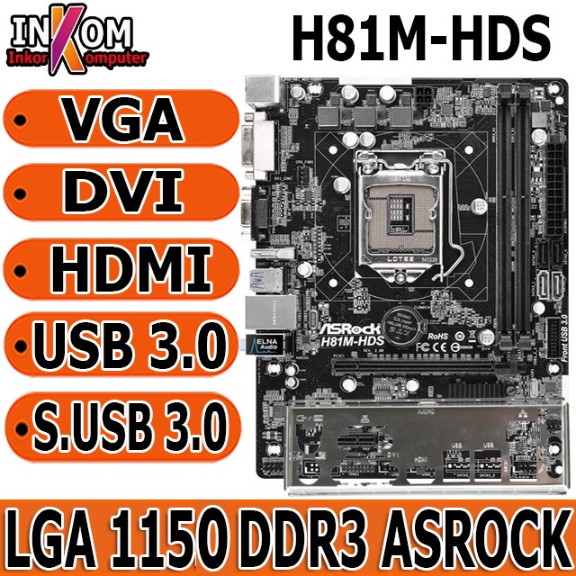 Mobo Mainboard Motherboard Intel LGA 1150 H81 Asrock