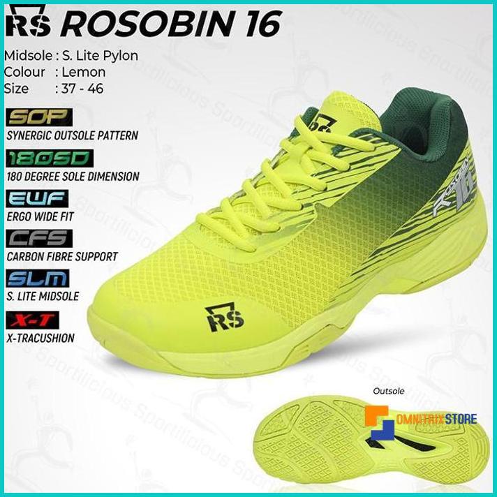 Sepatu Bulutangkis RS Rosobin 16 Lemon/Hijau Original - [OMX]
