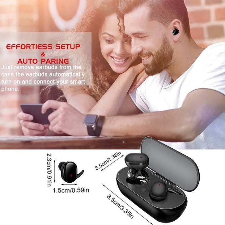 Hemat Headset Bluetooth Bass 9D Earphone Wireless Waterproof Y30 TWS Noise Reduction Headphone HiFi 