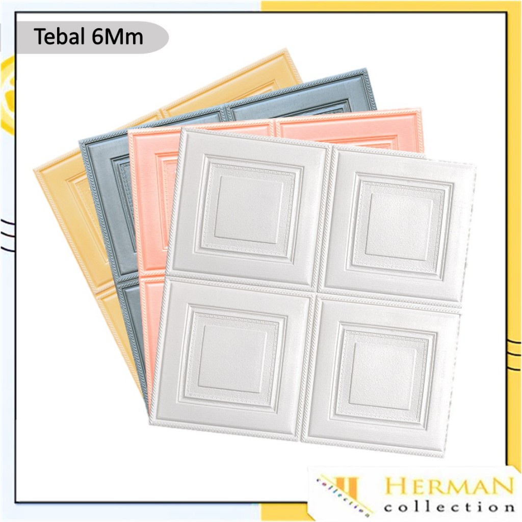 HC Wallpaper 3D Foam Motif Pintu Sticker Wallborder Dinding 3D Motif Kotak Wallfoam waterproof 6MM S
