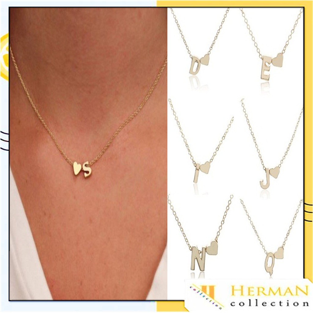 HC (HURUF N-Z) Kalung Huruf Love Kecil Stainless Aksesoris Fashion Perhiasan Wanita GOLD SILVER