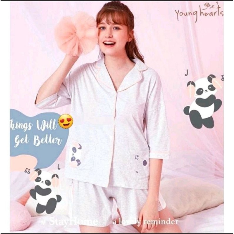 SALE PIYAMA/BAJU TIDUR YOUNG HEARTS HAPPY PANDA
