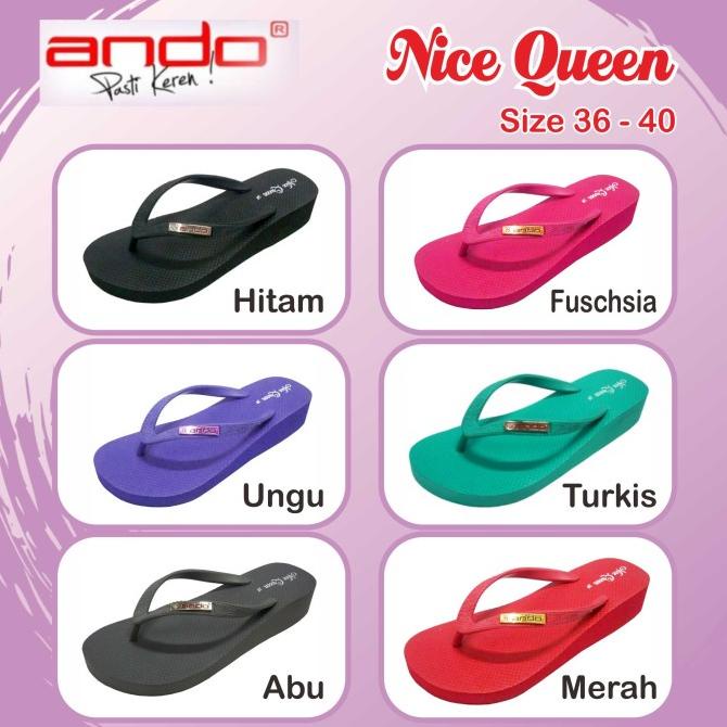 Ando Nice Queen Sandal Jepit Wedges Wanita Sendal Japit Ando Original