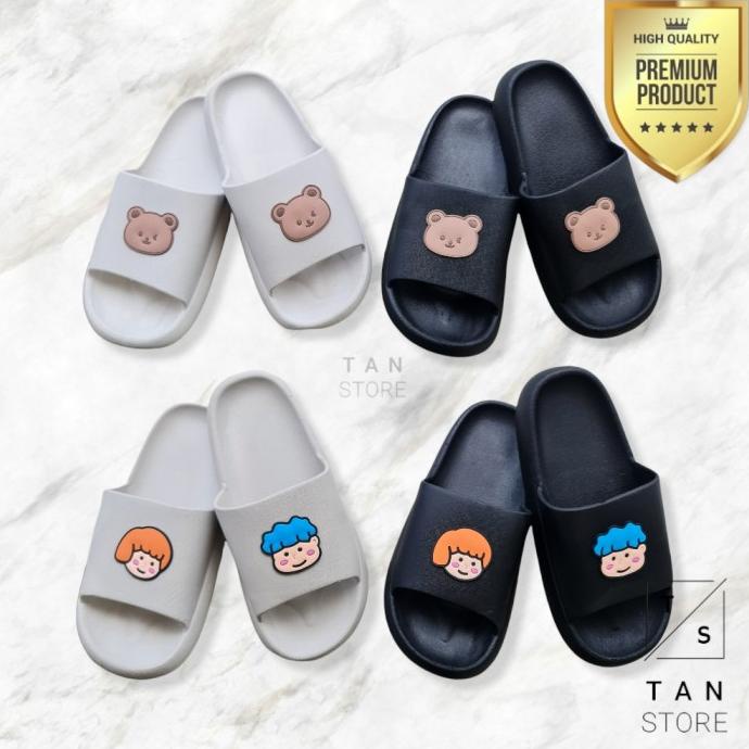 Sandal Karet Slip On Slop Wanita Karakter Lucu Premium